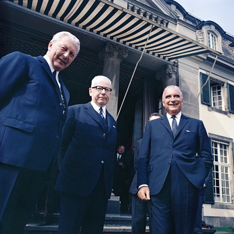 Gustav Heinemann mit Bundeskanzler Kiesinger und Georges Pompidou